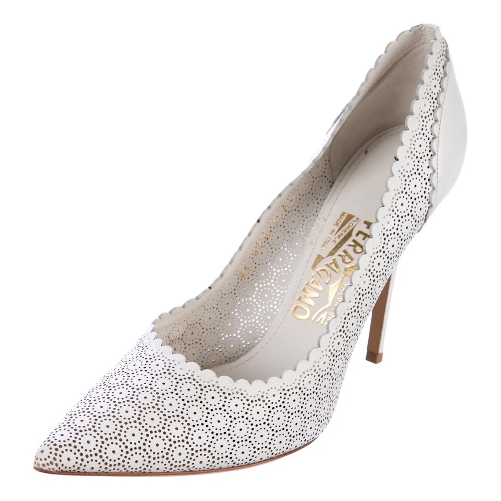 Salvatore Ferragamo Susi Scalloped Laser Cut Pumps